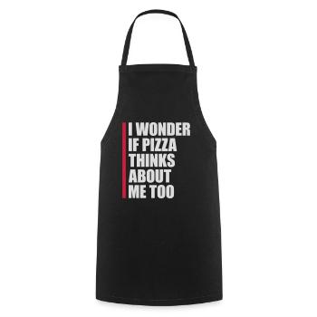 pizza thinks about me - Cooking Apron - black - Front - AI Model Male 185 dark (185cm)