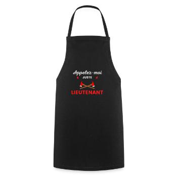 Appelez-moi lieutenant pompier - Tablier de cuisine - noir - Devant - AI Model Male 185 dark (185cm)