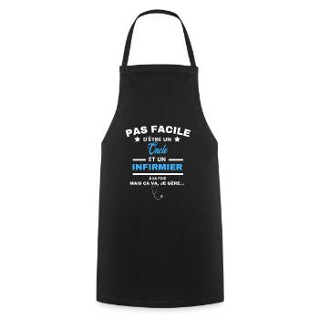 pas facile d'être INFIRMIER et Oncle - Tablier de cuisine - noir - Devant - AI Model Male 185 dark (185cm)