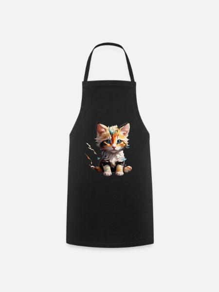 Katze klein - Kochschürze - Schwarz