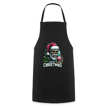 Crâne de Père Noël avec ornement de Noël - Tablier de cuisine - noir - Devant - AI Model Male 185 dark (185cm)