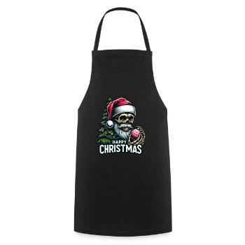 Crâne de Père Noël avec ornement de Noël - Tablier de cuisine - noir - Devant - AI Model Male 185 dark (185cm)