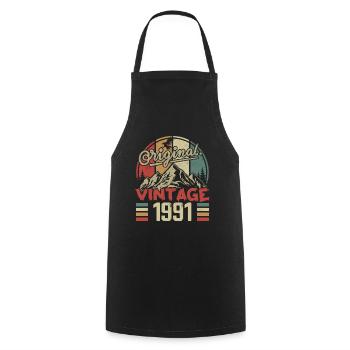 Vintage 1991 Retro Cadeau Anniversaire Né En 1991 - Tablier de cuisine - noir - Devant - AI Model Male 185 dark (185cm)