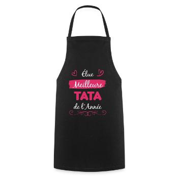 cadeau drôle meilleure tata de l'année - Tablier de cuisine - noir - Devant - AI Model Male 185 dark (185cm)