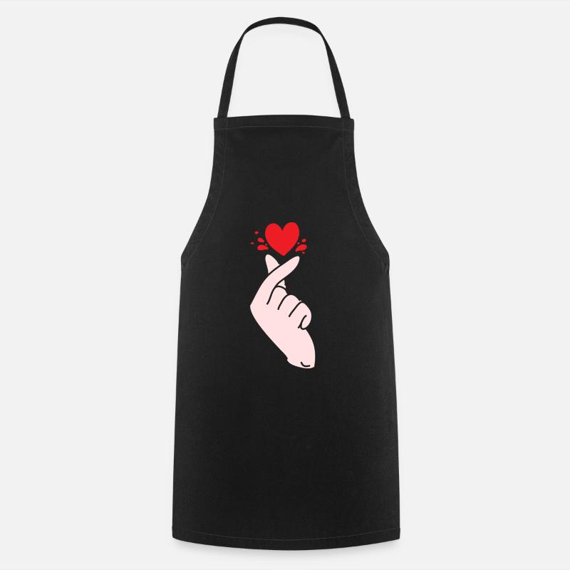 Finger Heart Saranghae Pop Coréen - Tablier de cuisine - noir