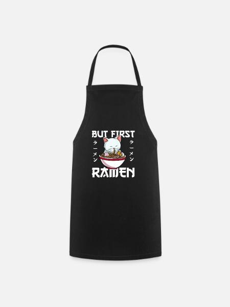 But First Ramen Cat Lover Kitty Owner Japanische - Kochschürze - Schwarz