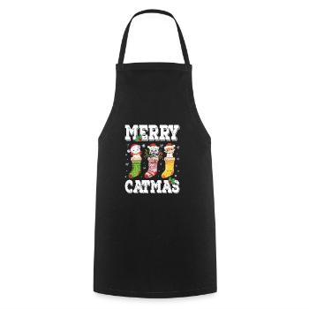 Merry Catmas - Beautiful Cats Christmas - Cooking Apron - black - Front - AI Model Male 185 dark (185cm)