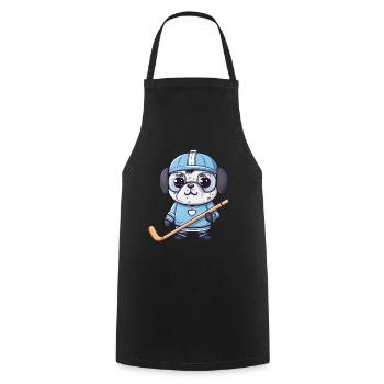 Mops spielt Eishockey, Lustiges Sportdesign für - Kochschürze - Schwarz - Vorne - AI Model Male 185 dark (185cm)