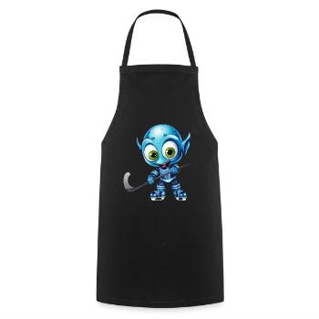 Schimpanse Eishockeyspieler: Dynamisches - Kochschürze - Schwarz - Vorne - AI Model Male 185 dark (185cm)