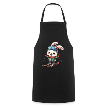 Schneehase Skiurlaub Skifahrer Kaninchen Design - Kochschürze - Schwarz - Vorne - AI Model Male 185 dark (185cm)