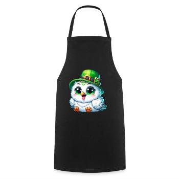 L’adorable harfang des neiges de la Saint-Patrick - Tablier de cuisine - noir - Devant - AI Model Male 185 dark (185cm)