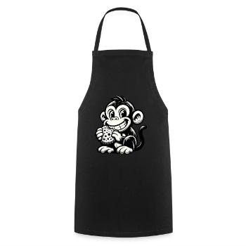 Chimpanzé avec motif monochrome biscuit - Tablier de cuisine - noir - Devant - AI Model Male 185 dark (185cm)