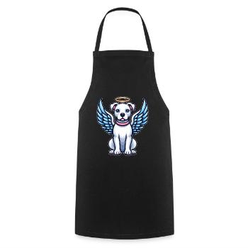 Chien de dessin animé Pitbull Angel mignon avec des ailes - Tablier de cuisine - noir - Devant - AI Model Male 185 dark (185cm)