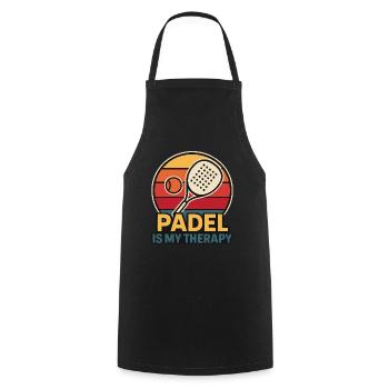 Padel is my therapy – retro style - Cooking Apron - black - Front - AI Model Male 185 dark (185cm)