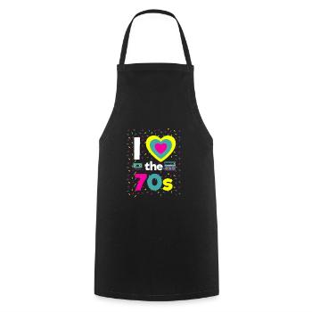 I Love the 70s retro theme party seventies 70s - Cooking Apron - black - Front - AI Model Male 185 dark (185cm)