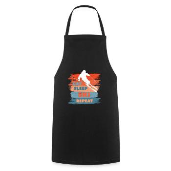 Eat Sleep Ski Repeat, skieur cadeau - Tablier de cuisine - noir - Devant - AI Model Male 185 dark (185cm)