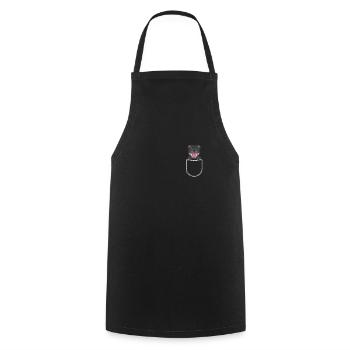 Staffordshire Bull Terrier in the chest pocket - Cooking Apron - black - Front - AI Model Male 185 dark (185cm)