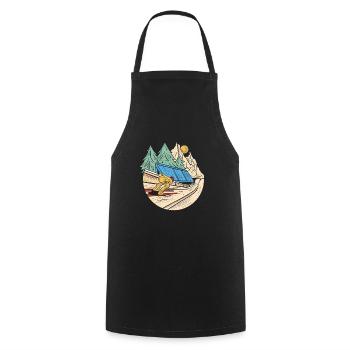 Ski jumpers on the ski jump, Zieeeehhhh - Cooking Apron - black - Front - AI Model Male 185 dark (185cm)