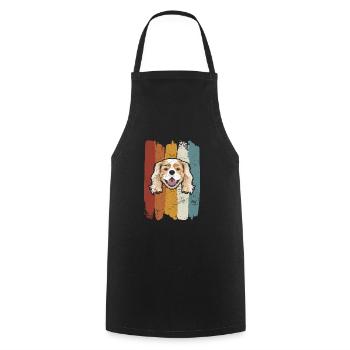 Cavalier souriant King Charles Spaniel rétro - Tablier de cuisine - noir - Devant - AI Model Male 185 dark (185cm)