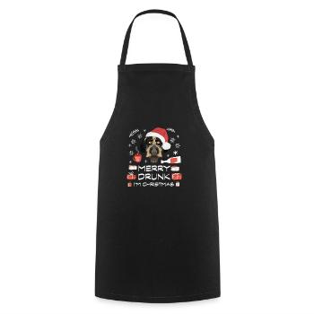 German Wirehair Drunk - Cooking Apron - black - Front - AI Model Male 185 dark (185cm)