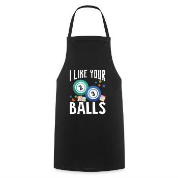 J’aime tes balles drôles de chance - Tablier de cuisine - noir - Devant - AI Model Male 185 dark (185cm)