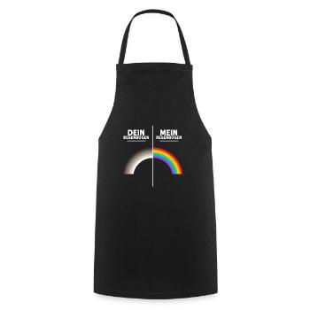 LGBT Dein Mein Regenbogen - Lesben Gay Pride - Kochschürze - Schwarz - Vorne - AI Model Male 185 dark (185cm)