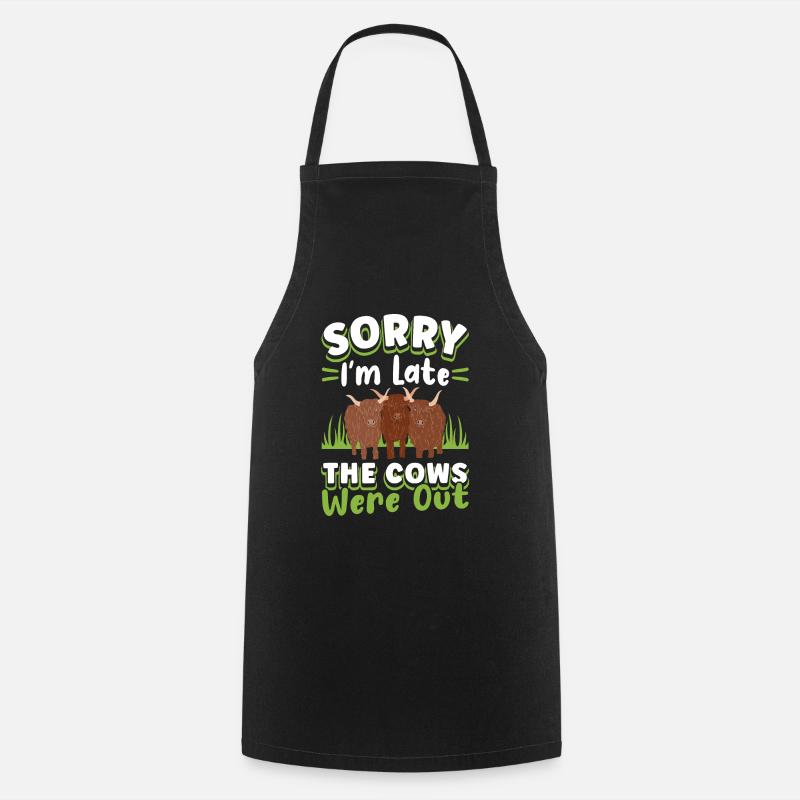 Scottish Highland Cattle Cow - Cooking Apron - black