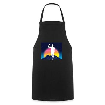 Vaporwave Synthwave Marathon, Trail Running - Tablier de cuisine - noir - Devant - AI Model Male 185 dark (185cm)