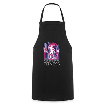 Vaporwave Synthwave Skyline Jump Shoes Fitness - Cooking Apron - black - Front - AI Model Male 185 dark (185cm)