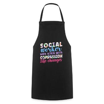 Fleurs du Mois du travail social à l’école - Tablier de cuisine - noir - Devant - AI Model Male 185 dark (185cm)