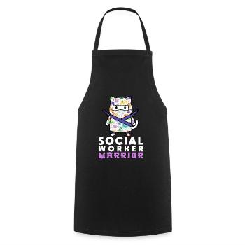 Mois du travail social à l’école Chat - Tablier de cuisine - noir - Devant - AI Model Male 185 dark (185cm)