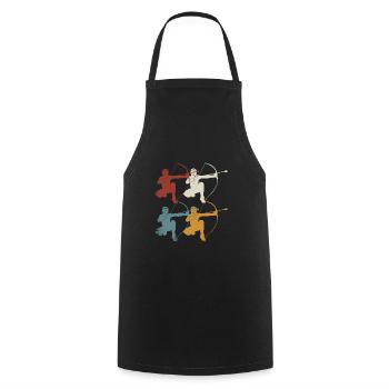 Arrowtag rétro - Tablier de cuisine - noir - Devant - AI Model Male 185 dark (185cm)