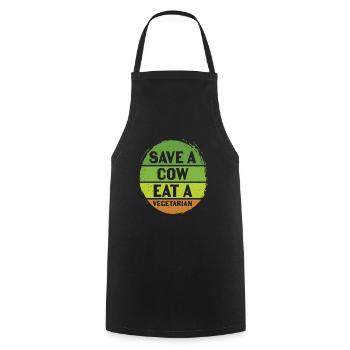 Save A Cow Eat A Vegetarian Vegetables Quotes - Cooking Apron - black - Front - AI Model Male 185 dark (185cm)