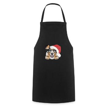 Australian Shepherd Merry Christmas - Cooking Apron - black - Front - AI Model Male 185 dark (185cm)