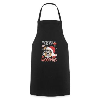 Australian Shepherd Merry Christmas - Cooking Apron - black - Front - AI Model Male 185 dark (185cm)