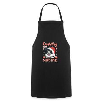 Border Collie Merry Christmas - Cooking Apron - black - Front - AI Model Male 185 dark (185cm)