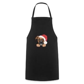 Boxer Frohe Weihnachten - Kochschürze - Schwarz - Vorne - AI Model Male 185 dark (185cm)