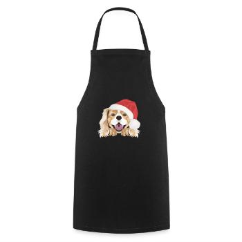 King Charles Spaniel Merry Christmas - Cooking Apron - black - Front - AI Model Male 185 dark (185cm)