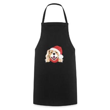King Charles Spaniel Merry Christmas - Cooking Apron - black - Front - AI Model Male 185 dark (185cm)