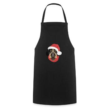 German Wirehair Merry Christmas - Cooking Apron - black - Front - AI Model Male 185 dark (185cm)