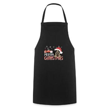 German Wirehair Merry Christmas - Cooking Apron - black - Front - AI Model Male 185 dark (185cm)