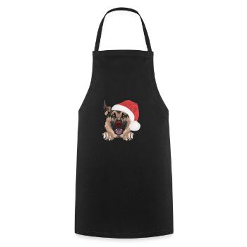 German Shepherd Merry Christmas - Cooking Apron - black - Front - AI Model Male 185 dark (185cm)