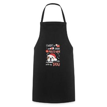 Bouledogue anglais vin chaud Noël - Tablier de cuisine - noir - Devant - AI Model Male 185 dark (185cm)