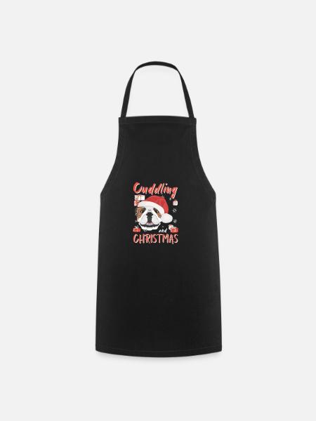 Engelse Bulldog Merry Christmas - Keukenschort - zwart