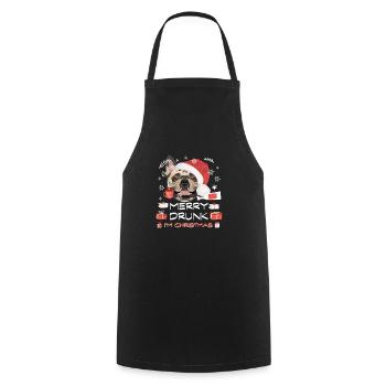 French Bulldog Christmas Market - Cooking Apron - black - Front - AI Model Male 185 dark (185cm)