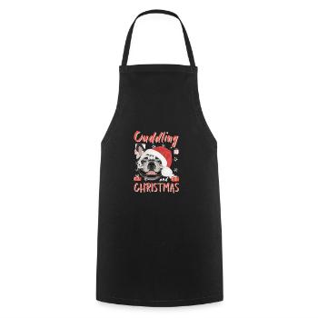 French Bulldog Merry Christmas - Cooking Apron - black - Front - AI Model Male 185 dark (185cm)