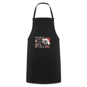 Français Bulldog Joyeux Noël - Tablier de cuisine - noir - Devant - AI Model Male 185 dark (185cm)