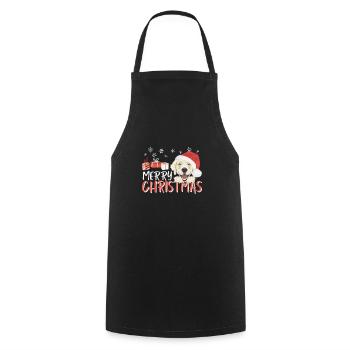 Golden Retriever Merry Christmas - Cooking Apron - black - Front - AI Model Male 185 dark (185cm)
