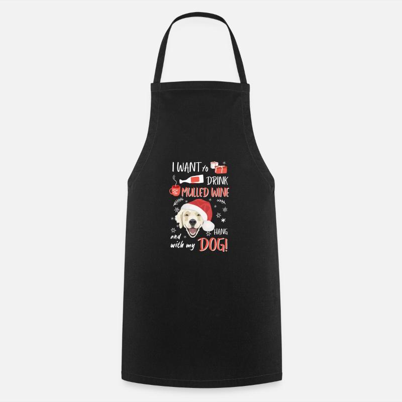 Golden Retriever vin chaud Noël - Tablier de cuisine - noir