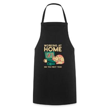 Funny Home Office Cat Saying See You Next Year - Cooking Apron - black - Front - AI Model Male 185 dark (185cm)